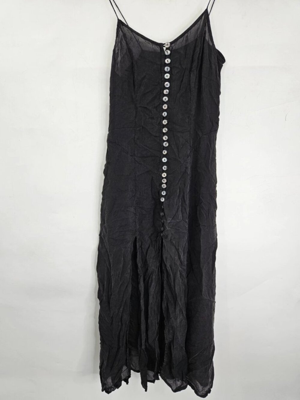 Mc Gee Midi Dress Womens 10 Black Viscose Button Front Vintage Elegant Style Y2K